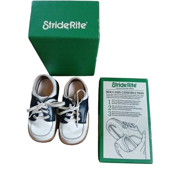 Vintage Child's Stride Rite Saddle Oxford Shoes Leather In Box Size 6.5 EE - Picture 2 of 13